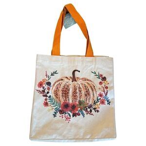 Fall Harvest Cheetah Pumpkin 100% Cotton Reusable Bag NWT